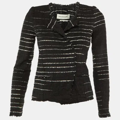 Isabel Marant Etoile Black Striped Cotton Button Front Cardigan
