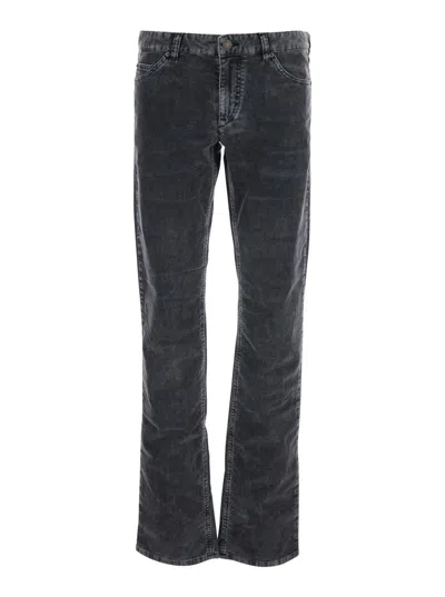 ISABEL MARANT ÉTOILE BLACK TROUSERS WITH BELT LOOPS AND BACK LOGO PATCH IN CORDUROY WOMAN