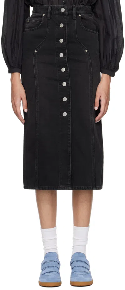 ISABEL MARANT ÉTOILE BLACK VANDY DENIM MIDI SKIRT