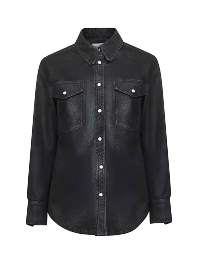 Isabel Marant Étoile Black Vintage Faux Leather Karima Shirt