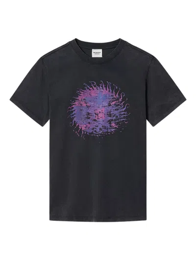 ISABEL MARANT ÉTOILE ISABEL MARANT ETOILE BLACK WASHED ZOELINE SS T-SHIRT LILAC PRINT