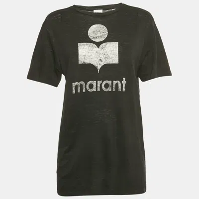 Pre-owned Isabel Marant Étoile Black Zewel Logo Linen T-shirt S
