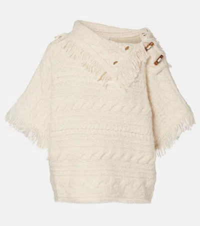 Isabel Marant Étoile Blanche Cable-knit Cotton-blend Sweater In White