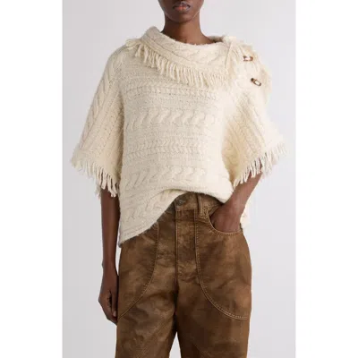 Isabel Marant Étoile Blanche Fringed Poncho Sweater In White