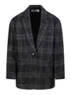 Isabel Marant Étoile Tailored Plaid Blazer With Single Button Closure In Gray