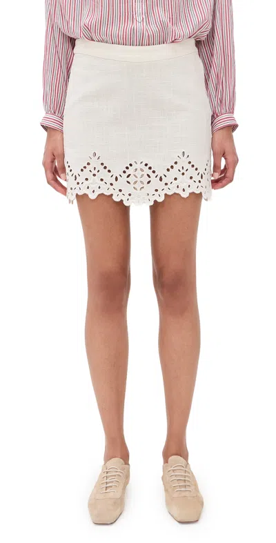 Isabel Marant Étoile Minigonna Bianca Con Bordo A Occhielli E Orlo Smerlato Marant Etoile In White