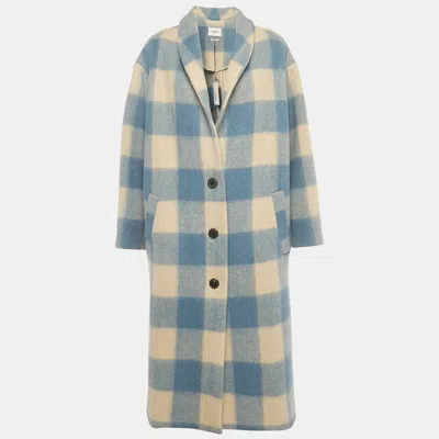 Pre-owned Isabel Marant Étoile Blue / Beige Plaid Felt Klelayo Coat S