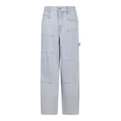 Isabel Marant Étoile Ophra Paneled High-rise Straight-leg Cargo Jeans In Blue