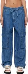 Isabel Marant Étoile Isabel Marant Etoile Ivy Cargo Pants In Washed Effect Canvas Fabric In 30bu Blue
