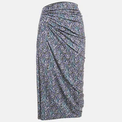Isabel Marant Etoile Blue Jeldia Print Jersey Draped Midi Skirt In Multi