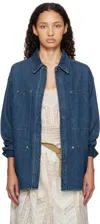 Isabel Marant Étoile Lapel Long Sleeve Denim Jacket In Faded Blue