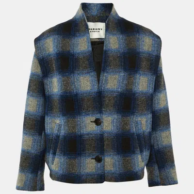 Pre-owned Isabel Marant Étoile Blue Plaid Check Wool Drogo Jacket S