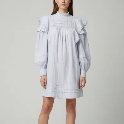 Pre-owned Isabel Marant Étoile Blue Striped Cotton Ruffled Patsy Mini Dress S