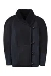 Isabel Marant Étoile Blue Suede Shearling Lined Short Jacket In Blue