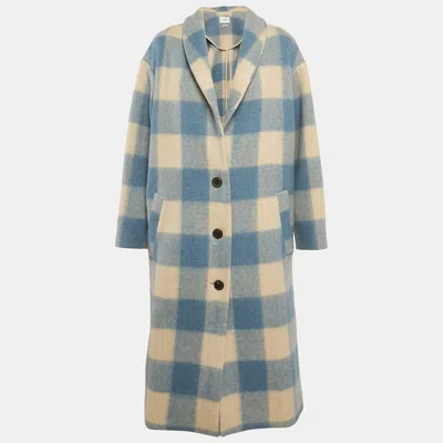 Pre-owned Isabel Marant Étoile Blue/pink Plaid Felt Klelayo Coat S