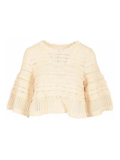 Isabel Marant Étoile Azelia Crop Knit Blouse In Brown