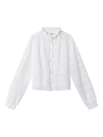 Isabel Marant Étoile Blusa Bianca In Cotone Con Dettagli In Pizzo Marant Etoile In White