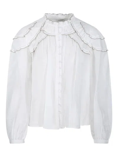 ISABEL MARANT ÉTOILE BLUSA CHRISTA IN COTONE ARRICCIATO