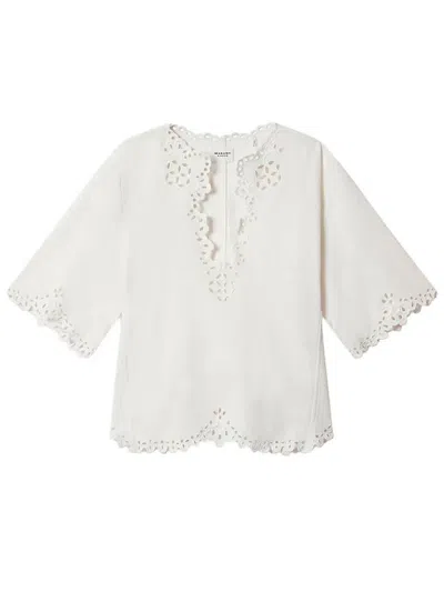 Isabel Marant Etoile Women 'shana' White Kaftan With Cut-out Details And Scallop Hem In Cotton Woman