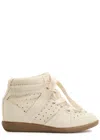 Isabel Marant Étoile Bobby 50 Perforated Suede Wedge Sneakers In White