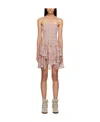 Isabel Marant Étoile Botanical-print Smocked Short Dress In Nude