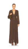 Isabel Marant Étoile Briane Gathered Georgette Maxi Dress In Brown