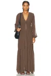 Isabel Marant Étoile Briane Gathered Georgette Maxi Dress In Brown