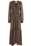 Isabel Marant Étoile Briane Gb Draped Midi Dress In Gray