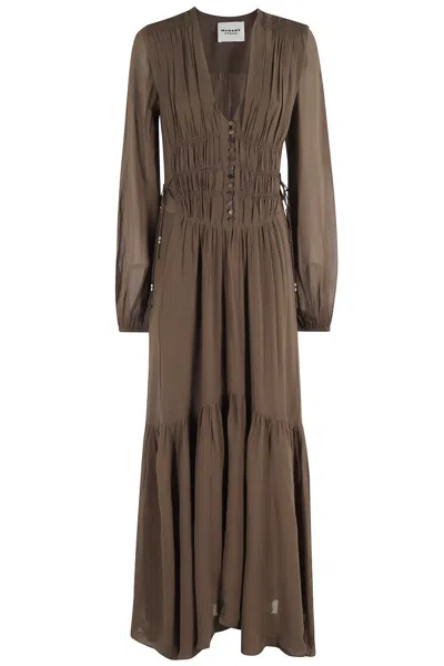 Isabel Marant Étoile Briane Gb Draped Midi Dress In Gray