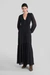 Isabel Marant Étoile Briane Long Dress In Black Viscose In Multi