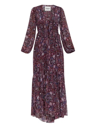 Isabel Marant Étoile Isabel Marant Etoile Briane Long Printed Crepe Dress In Purple