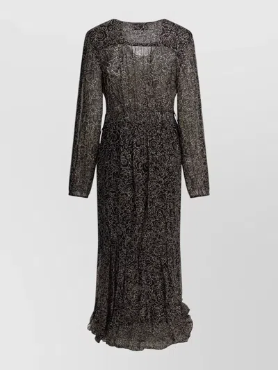 Isabel Marant Étoile Briane Midi Dress Long Sleeves Ruffled Hem In Black