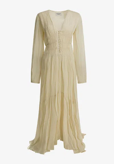 Isabel Marant Étoile Briane V-neck Maxi Dress In Neutral