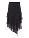 Isabel Marant Étoile Layered Sheer Skirt With Ruffled Flounces In Black