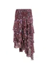 Isabel Marant Étoile Brigitte Smocked Waist Tiered Chiffon Midi Skirt In Brown