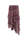 Isabel Marant Étoile Brigitte Smocked Waist Tiered Chiffon Midi Skirt In Multi