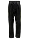 Isabel Marant Étoile Brina Black Pants With Drawstring Closure In Shiny Faux Leather Woman