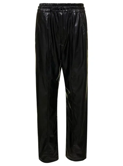 Isabel Marant Étoile Brina Black Pants With Drawstring Closure In Shiny Faux Leather Woman