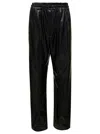 Isabel Marant Étoile Brina Black Pants With Drawstring Closure In Shiny Faux Leather Woman