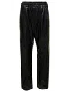 Isabel Marant Étoile Brina Black Pants With Drawstring Closure In Shiny Faux Leather Woman