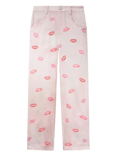 Isabel Marant Étoile Brinsa Lip-print Trousers In Pink