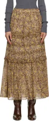 Isabel Marant Étoile Brown & Khaki Volomia Maxi Skirt In Multi