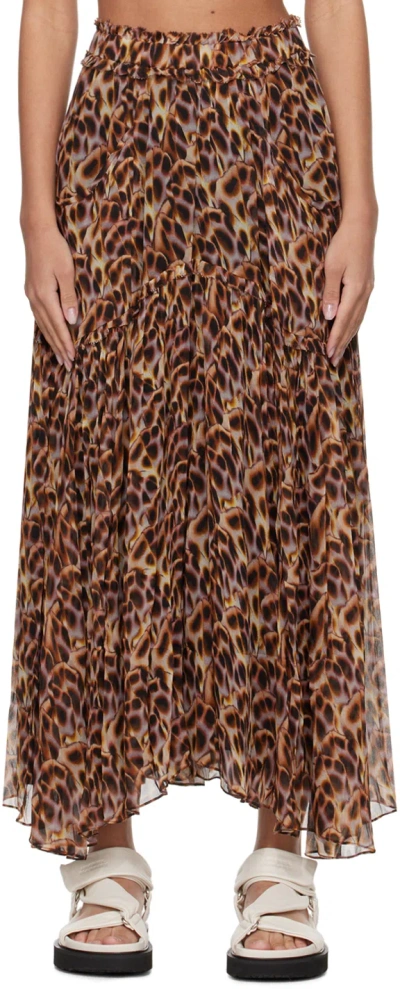 Isabel Marant Étoile Brown & Purple Veronique Maxi Skirt In 10oe Ochre