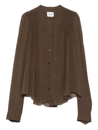 ISABEL MARANT ÉTOILE BROWN SEMI-SHEER BLOUSE MARANT ETOILE