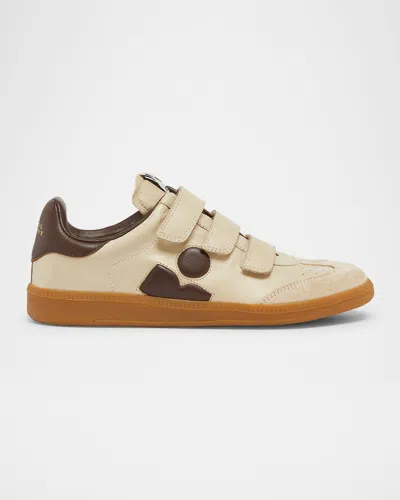 Isabel Marant Étoile Bryce Mixed Leather Low-top Sneakers In Neutral