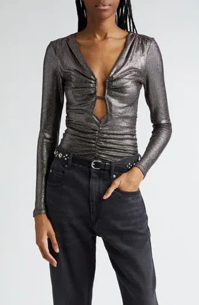 ISABEL MARANT ÉTOILE ISABEL MARANT ÉTOILE BUFFY PLUNGE NECK METALLIC TOP