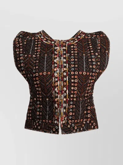 ISABEL MARANT ÉTOILE BUTTONED CROPPED GEOMETRIC STRUCTURED TOPS
