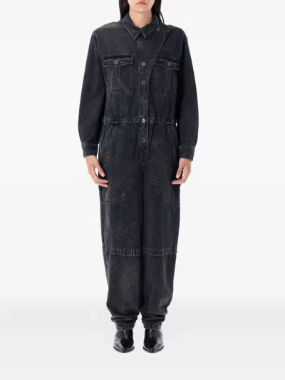 Isabel Marant Étoile Buttoned Flap-pocket Jumpsuit In Black