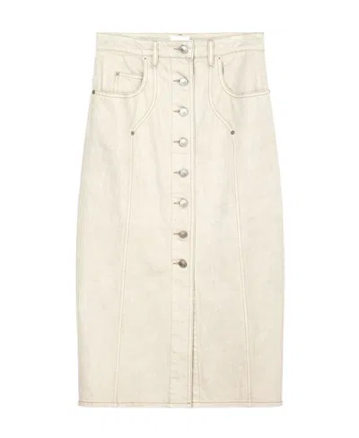 Isabel Marant Étoile Buttoned-up Denim Midi Skirt In White