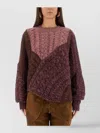 Isabel Marant Étoile Cable Knit Color Block Crew Neck Sweater In Burgundy